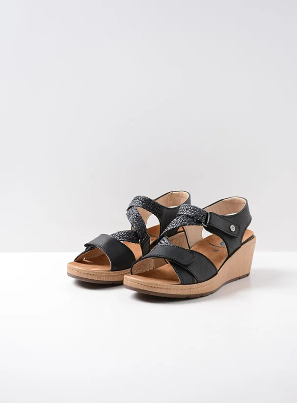 Wolky La Jolla - zwart leer Sandalen for dames
