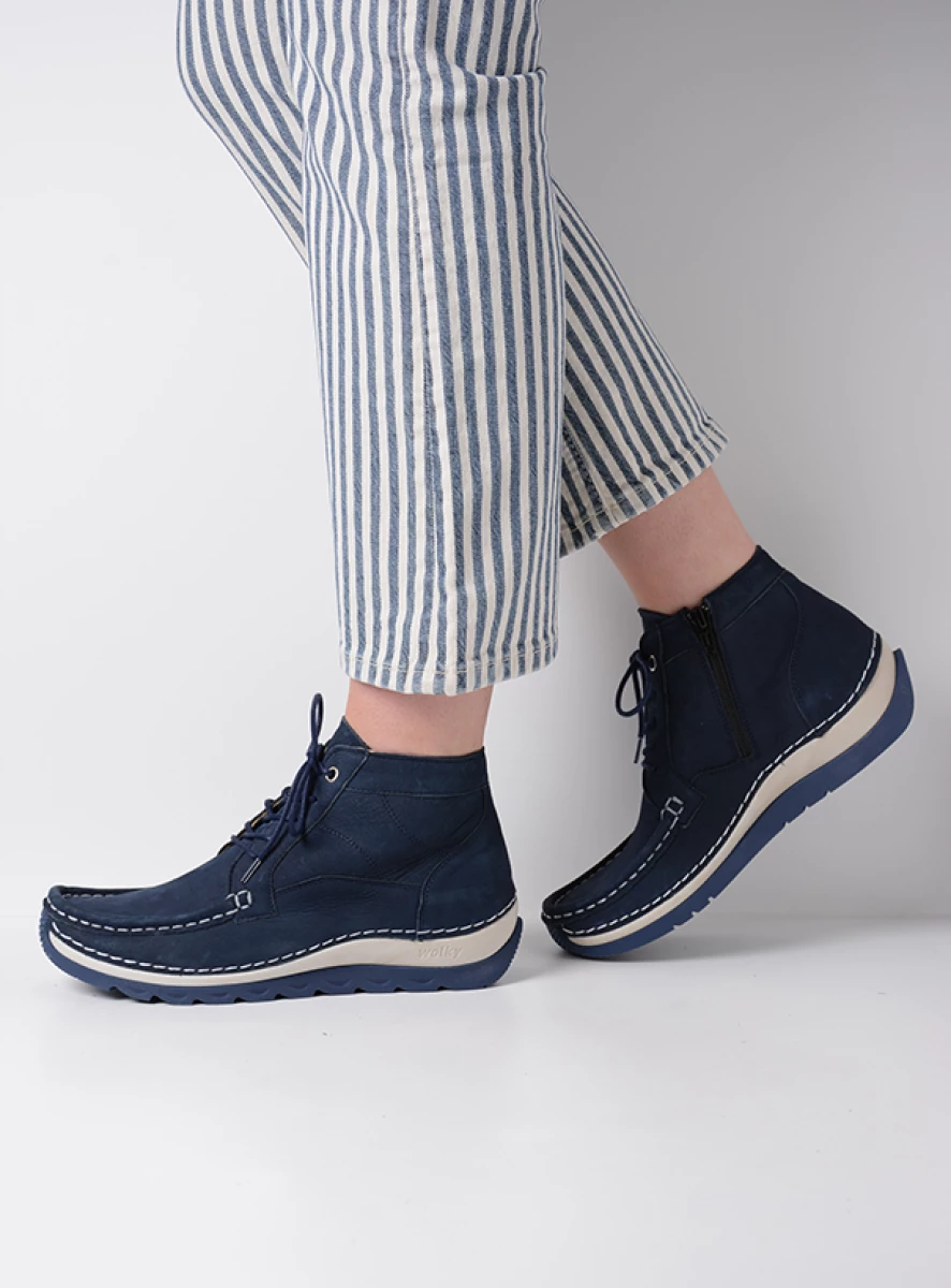 Wolky Hoge veterschoenen 04901 Salado 10820 denim nubuck