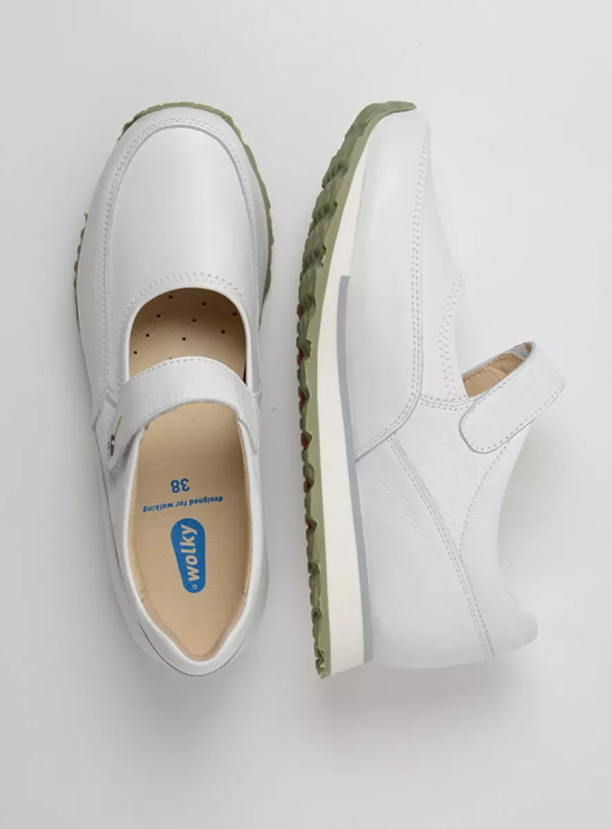 Wolky Bandschoenen 05805 e-Step 21174 wit/lichtgroen leer